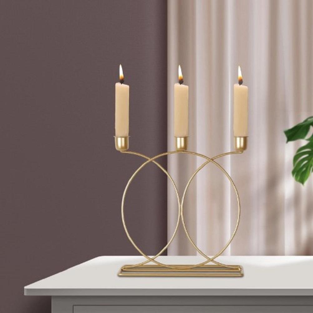 Golden Metal Candle Stand — Elegant Home Decor