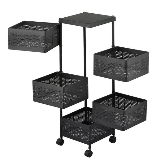 6-Tier Rotatable Fruit Basket — Black Iron Kitchen Organizer