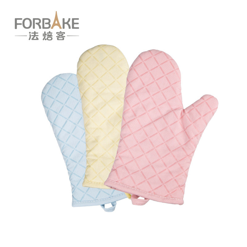 Heat Resistant Oven Mitts — Blue Grid Design