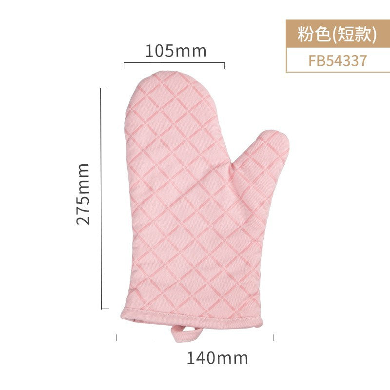 Heat Resistant Oven Mitts — Blue Grid Design