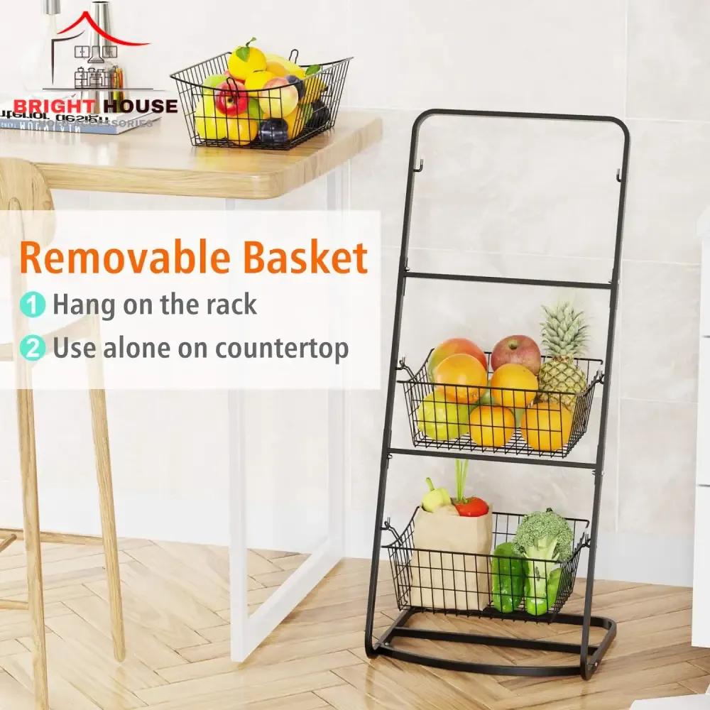 Black 3-Tier Fruits & Vegetable Storage Basket Stand