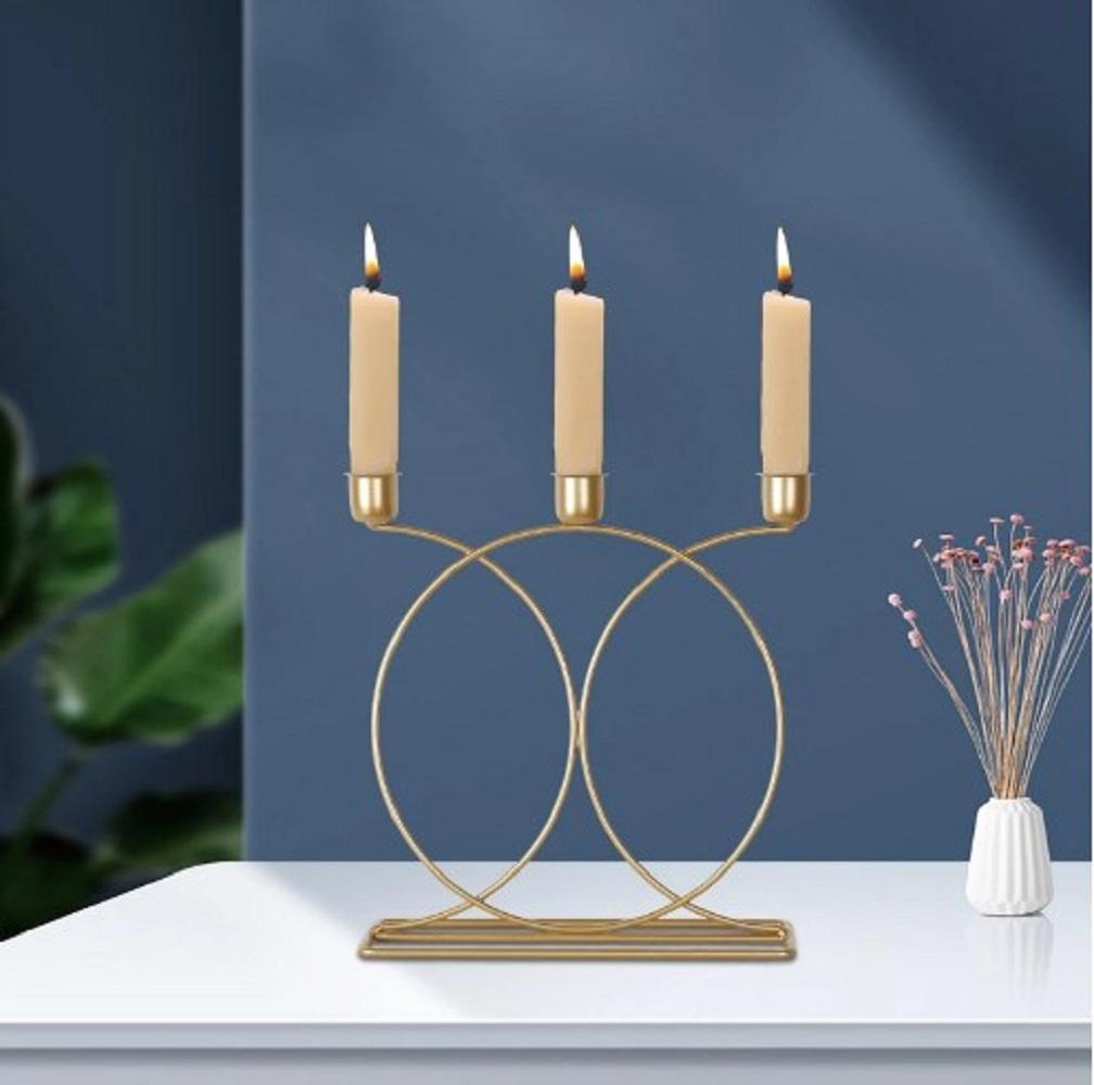 Golden Metal Candle Stand — Elegant Home Decor