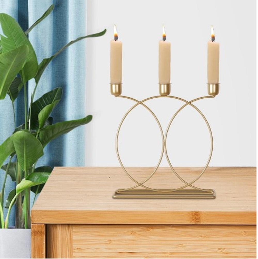 Golden Metal Candle Stand — Elegant Home Decor