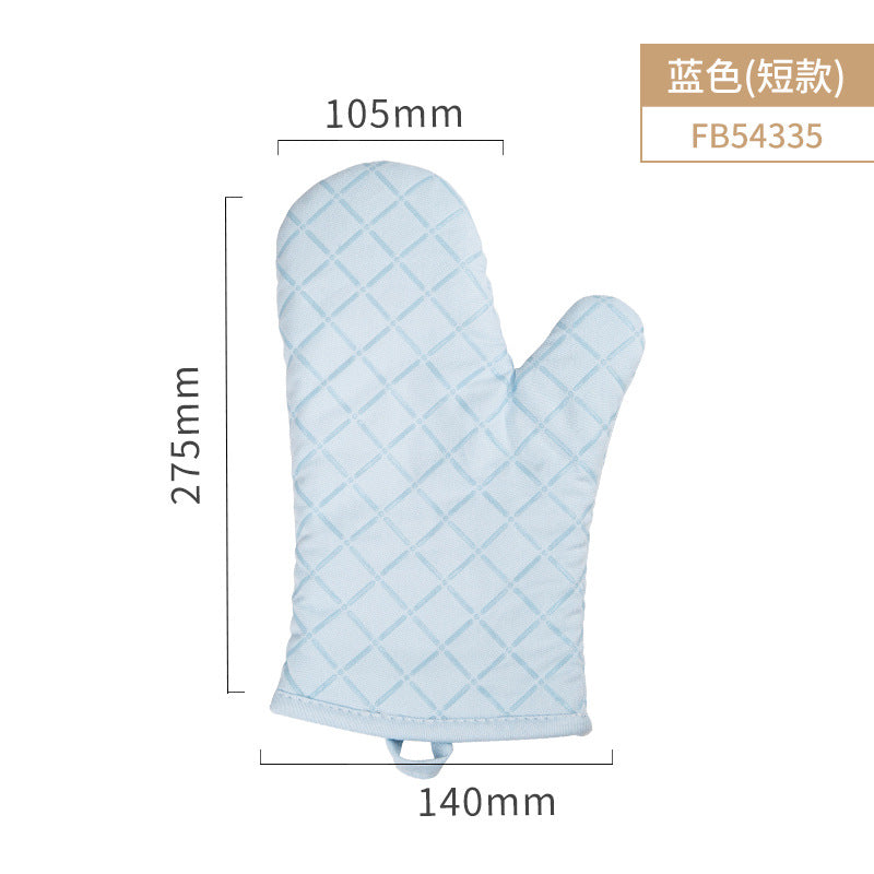 Heat Resistant Oven Mitts — Blue Grid Design