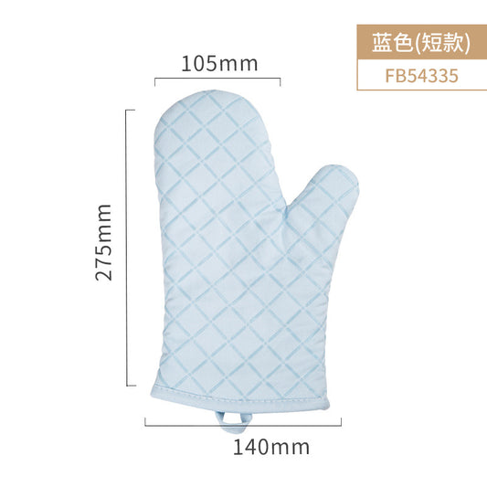 Heat Resistant Oven Mitts — Blue Grid Design