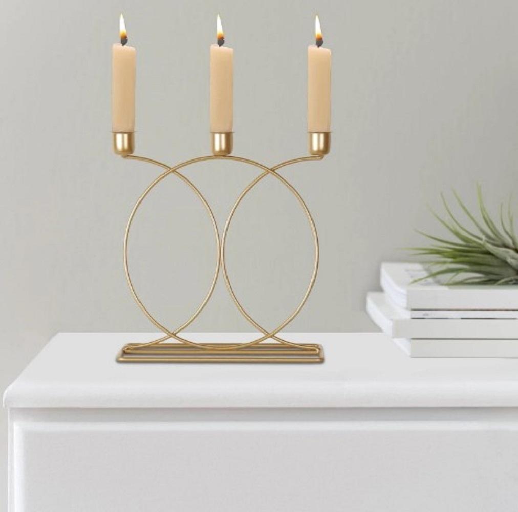 Golden Metal Candle Stand — Elegant Home Decor