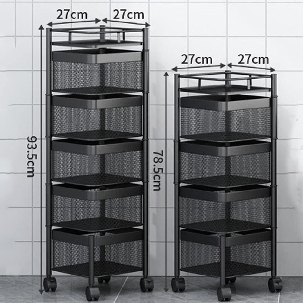 6-Tier Rotatable Fruit Basket — Black Iron Kitchen Organizer