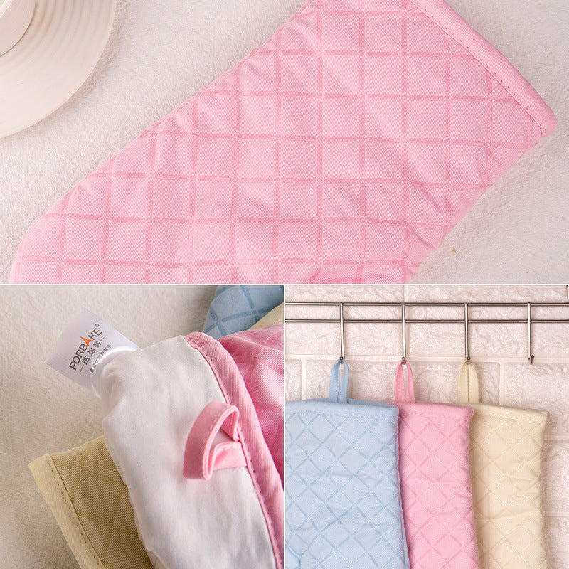 Heat Resistant Oven Mitts — Blue Grid Design